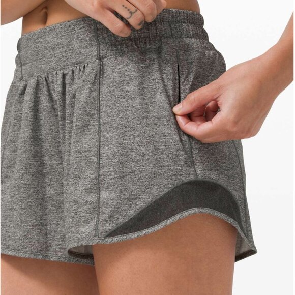 Lululemon Hotty Hot Short II *Long 4" Heather Lux Multi Black - Picture 2 of 10